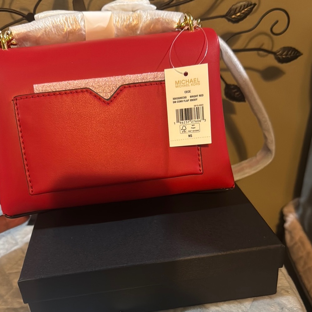 NWT Michael Kors Red and Gold Crossbody Bag - Picture 7 of 11
